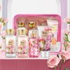 Bath and Body Gift Set for Women & Girls, Rose 4PCS Set for - Shower Gel, Body Lotion, Body Mist, Exfoliating Scrub, Personal Portable Body Care Travel Set for Birthday Christmas New Year Gifts