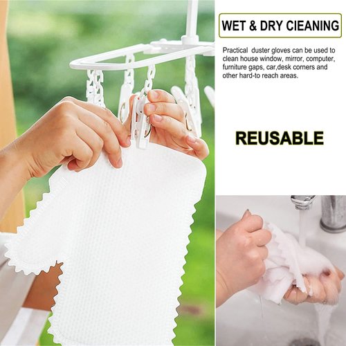 ARAINY Home Disinfection Dust Removal Gloves Microfiber Dusting Gloves 50PC Non-woven Fish Scale Diposible Cleaning Gloves Duster for Car Truck Mirrors Lamp Baseboard