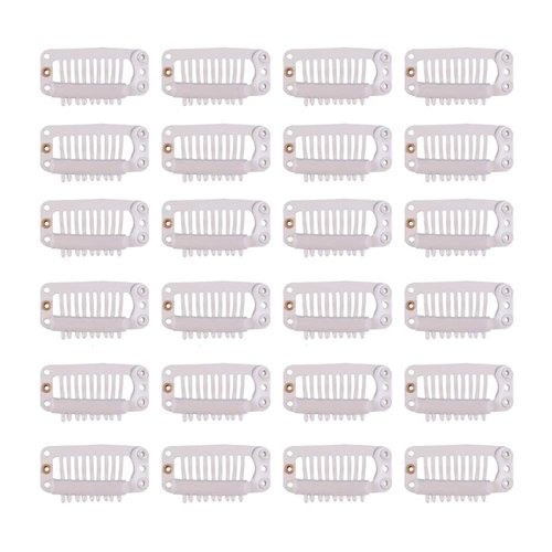 YANTAISIYU 24 Pcs/lot 32mm 9-teeth Hair Extensions Clips Snap Wig Clips Comb Metal Hair Clips for Wigs Hairpiece Hair Extensions Accessories (Blonde)