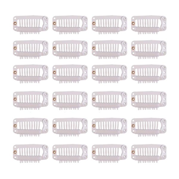 YANTAISIYU 24 Pcs/lot 32mm 9-teeth Hair Extensions Clips Snap Wig Clips Comb Metal Hair Clips for Wigs Hairpiece Hair Extensions Accessories (Blonde)