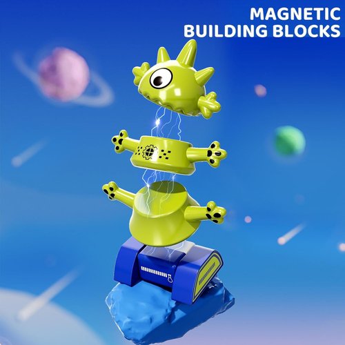 MSKOLER Magnet Robot Toy for 3 4 5 6 7 Years Old Boys - Monster Magnet Stacking Transform Toy for Kids with Storage Box, Gifts 3 4 5 Year Old Boy, Magnet Boy Toy Robot Toy for Kids 2-4 3-5