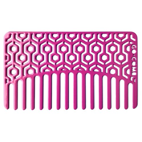 Go-Comb - Wallet Sized Hair & Travel Comb - Wide Tooth - Cerise Hexagon