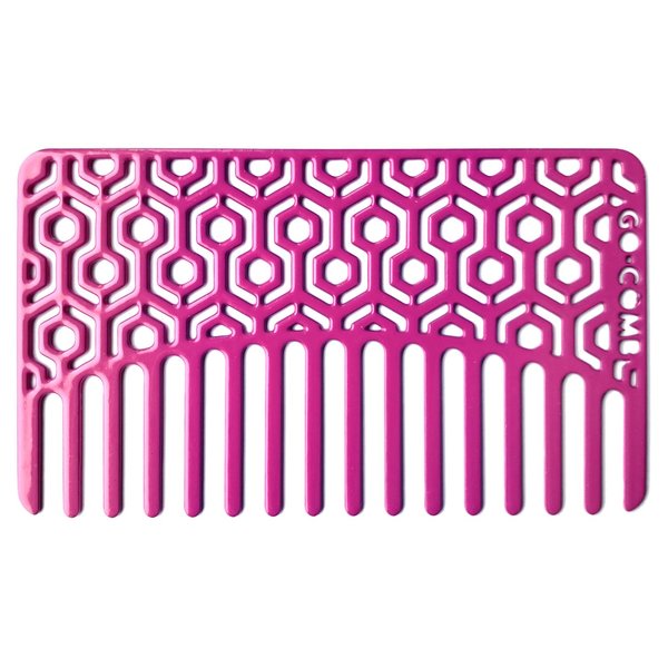 Go-Comb - Wallet Sized Hair & Travel Comb - Wide Tooth - Cerise Hexagon