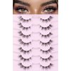 False False Eyelashes Lashes Cat Eye Natural 15mm Manga Eyelashes Wispy with Thin Band 3D Volume False Lashes Anime Lashes Soft Strip Lashes Pack C Curl Fake Eyelashes 7 Pair EVENTILL