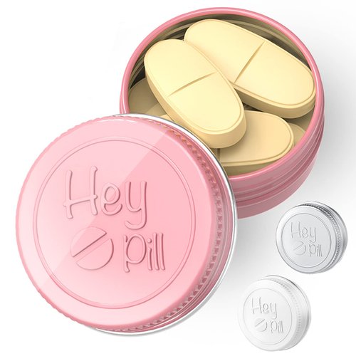 Extra Small Pill Box for Purse (3 Pack), ADHYRO Aluminum Mini Pill Case, Daily Portable Lightproof Pill Organizer to Hold Vitamins, Fish Oils, Supplements (Pink Silver White)…