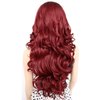 Ebingoo + Wig Cap 26 Inch Burgundy Lace Front Wigs with Dark Roots Wine Red Lace Front Wig With Baby Hair Ombre Red Lace Front Wigs Long Body Wavy Synthetic Hair for Women Daily Wear Party