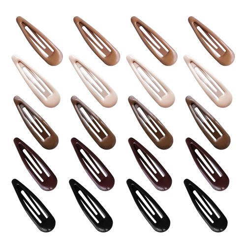 Cptots 20 PCS Metal Snap Hair Clips Water Drop No Slip Hair Barrettes for Women Small Hair Clips For Thick And Thin Fine Hair,Black Beige Gradient Brown,1.97 x 0.5 Inches.