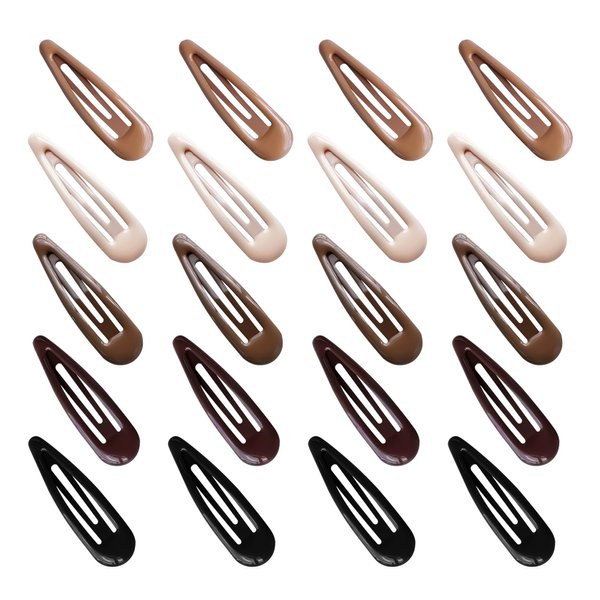 Cptots 20 PCS Metal Snap Hair Clips Water Drop No Slip Hair Barrettes for Women Small Hair Clips For Thick And Thin Fine Hair,Black Beige Gradient Brown,1.97 x 0.5 Inches.