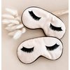 Set of 3 Eyelash Sleep Masks with Adjustable Straps, Comfortable Satin Eye Cover for Women Bridesmaid Gifts (Blush Pink)