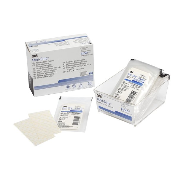 3M™ Steri-Strip™ Reinforced Adhesive Skin Closures, R1547, 1/2 in x 4 in (12 mm x 100 mm), 6 Strips/Envelope