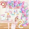 NALONER Two Sweet Birthday Party Decorations, Donut Decoration, Baby Second 2nd Decorations for Girl, Banner & Cake Topper, Balloons Garland