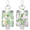 VENTURED LIVING Hand Sanitizer Holder Keychain Set of 2 - Premium Vegan Leather & Leakproof Empty 1 oz Hand Sanitizer Bottles - Mini Travel Hand Sanitizer Keychain Holder for Backpack & Purse (Floral)