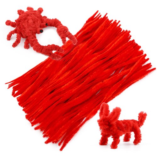 100 PCS Pipe Cleaners Chenille Stem, Bump Chenille Stems Pipe Cleaner, Red Pipe Cleaners Crafts Supplies for DIY Arts Crafts Decorations (Red)
