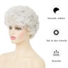 Dai Cloud White Short Wigs Womens Curly Wig with Bangs Old Women Pixie Cut Hair Wig for Cosplay Daily Use