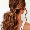 Fashey Beaded Hair Ties Elastic Ponytail Holders Crystal Hair Tie 3 Pcs Rhinestone Hair Scrunchies Hair Accessories for Women