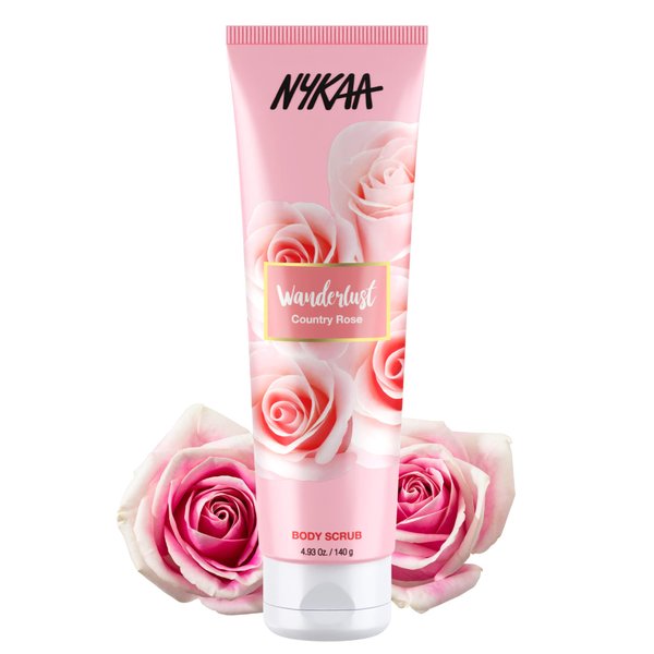 Nykaa Wanderlust Country Rose Body Scrub - Nourishing, Gentle Exfoliator With Aloe Vera For Smooth Skin (4.93 Oz)