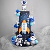 LaVenty Space Cake Toppers Outer Space Astronaut Rocket Stars Cake Decorations for Birthday Party Supplies Baby Shower