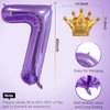 Purple 7 Balloon 40 Inch,Giant Number 7 Balloon & Mini Crown Balloon Set for Girl Boy 7th Birthday Party Decorations,Purple Birthday Party Decorations Supplies Birthday Digital Balloon