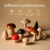 Promise Babe Wooden Mushroom Toys, Montessori Wooden Blocks Stacking Toys for Toddlers 11 Pcs, Miniature Mushroom Various Sizes Woodland Creative Craft Home Decor