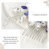 Eyret Blue Crystal Bride Wedding Hair Comb Silver Bridal Side Combs Rhinestone Hair Pieces Hair Accessories for Women and Girls