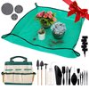 44 pcs Succulent Tool Set - 39.4" Indoor Plant Repotting Mat and 19 Pcs Mini Gardening Hand Tools Bag, Garden Plants Transplanting Supplies for Women Christmas Holiday Gardener Gifts Outdoor, Green