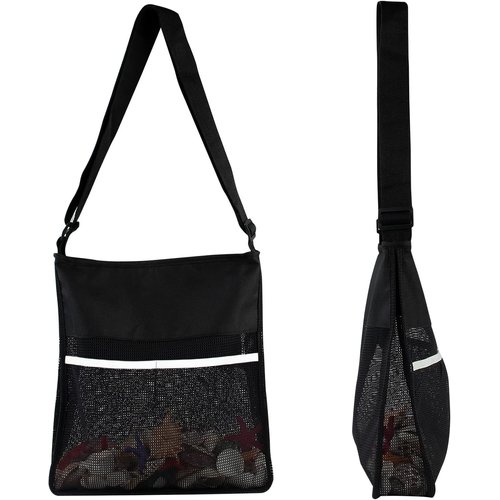 qiipii Semi Transparent Mesh Bags Cross Body See Through Bag Stadium Approved Shoulder Bag for Men Women College Student Work Concert Sports Events Seashell Beach Bag for Adults Mushroom Foraging Bag