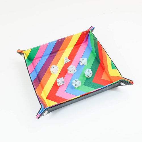 FanRoll by Metallic Dice Games Fold Up Dice Tray w/PU Leather Backing: Leather Rainbow, Role Playing Game Dice Accessories for Dungeons and Dragons