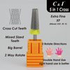 C & I 5 in 1 Multi-function Tapered Shape Nail Drill, Cross Teeth Edition, Professional Drill Bit for Nail Manicure Machine (Extra Fine - XF)