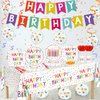Birthday Party Decorations, 138Pcs Polka Dots Happy Birthday Party Supplies-Serves 24 with Birthday Plates and Napkins Birthday Banner Tablecloth for Boys Girls Birthday Party Decorations