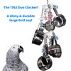 Bonka Bird Toys Clacker Colorful Durable Stainless Steel Pullable Parrot Macaw African Grey Cockatoo (Double Clacker, White)