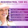 Resveratrol Gummies 1500mg - Sugar Free Resveratrol Supplement with Quercetin, Grape Seed, Acai Berries Extracts Support Antioxidant, Healthy Aging & longevity, Skin, Joint, Brain Wellness - 2Pack