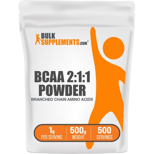 BulkSupplements.com BCAA 2:1:1 Powder - Branched Chain Amino Acids, BCAA Supplement, BCAAs Amino Acids Powder - Unflavored & Gluten Free, 1000mg per Serving, 500g (1.1 lbs) (Pack of 1)