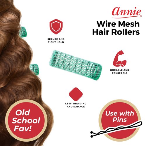 Annie 7/8" Wire Mesh Hair Rollers - 12 Pcs.