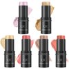 6 Colors Contour Stick Highlighter Stick and Cream Blush Stick Kit, Face Brightens and Bronzer Shades Pencil, Facial Contour Shaping Makeup Sticks for Cheeks ＆ Lips Eyes