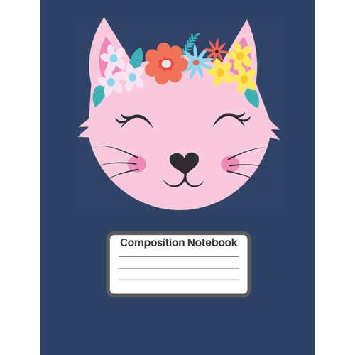 Composition Notebook for Girls: Cute Cat Wide Ruled Lined Journal