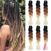 HMIEPRS 6 Pack Braiding Hair Extensions 24 Inch, Colored Pre Stretched High Temperature Synthetic Ombre Braids Hair Yaki Texture for Women Girls (Black-Brown-Beige)