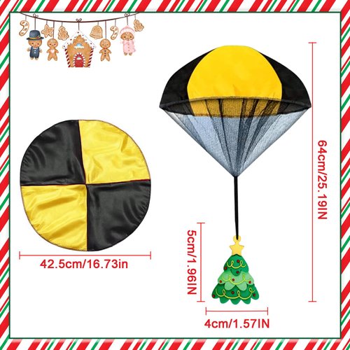 Voiiake Parachute Toy, 4PCS Christmas Parachute Toy for 4 5 6 7 8 9 10 Year Old Kids Boys Girls, Christmas Toys for Stocking Stuffers Goody Bag Filler Christmas Party Favors Xmas Gifts
