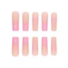RUOKEXIN Valentines Press on Nails Long Coffin Fake Fingernails with Nails Glue Pink Heart Acrylic False Nails with Glitter Designs French Glossy Artificial Nail Press ons Stick on Nails for Women