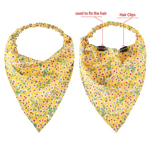 Syhood 6 Pcs Floral Elastic Hair Bandanas Boho Scarf Headband Chiffon Head Kerchief Turban with Hair Clips for Women(Pretty Floral Patterns)
