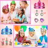 36 Pieces Foam Costume Headwear Princess Tiaras and Crowns Set with DIY Crystal Diamond Stickers, Rings and Earrings for Kids Party Favors
