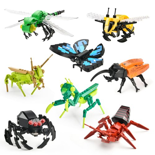 SATHIBI Insects Animals Building Sets for Adults,8 Packs Bugs Collection Toys for Home Office Decor,Party Favors Christmas Birthday Gifts for Kids Boys Girls 6+(772PCS)