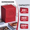 ZLCA Card Deck Box for Trading Cards with 2 Dividers, Card Storage Box Fits 100+ Single Sleeved Cards, PU Leather Strong Magnet Card Deck Case Holder for Magic Commander TCG CCG （Red,Emperor Dragon）