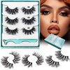 GOO GOO 3D Mink Eyelashes, False Eyelashes 20mm Middle Long Crossed Cluster 1 Style 3 Pairs/set Natural Hand Made Strips Fake Eyelashes Fluffy Full Real Siberian Mink Lashes