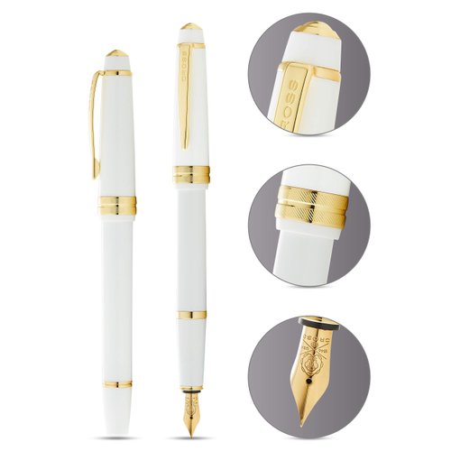 Cross Bailey Light Polished White Resin and Gold Tone Fine Nib Fountain Pen