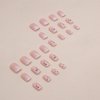 SINHOT Square Press on Nails Short Squoval Fake Nails Glossy Glue on Nails Acrylic Nails Flowers Artificial Nails White Gradient Stick on False Nails with Design 24 pcs