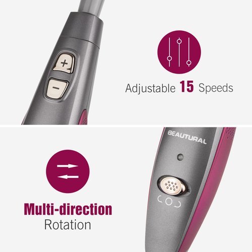 BEAUTURAL Professional Manicure and Pedicure Set Kit, Upgraded Electric Nail Drill Machine, 10-Piece Attachments Plus 20 Sanding Bands, Electric Nail File Set, Hand Foot & Nail Tools [Not Cordless]