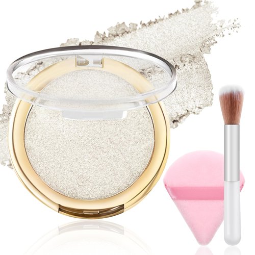 Apooliy 3pcs Highlighter Powder Palette Set,Shimmer Blush Palette Makeup Iluminador,Long Lasting Waterproof,Blush Powder