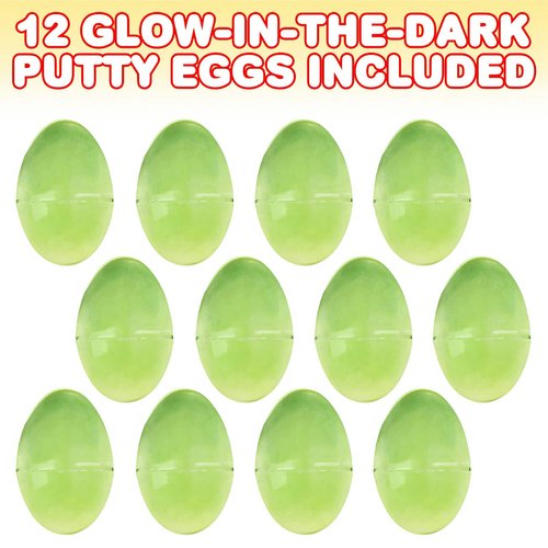 ArtCreativity Glow in The Dark Putty Eggs for Kids, Set of 12, Pre Filled Easter Eggs with Glowing Putty Inside, Stress Relief Toys for Kids, Easter Egg Hunt Toys and Easter Goodie Bag Stuffers