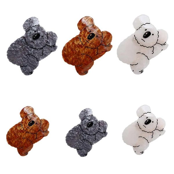 6pcs Koala Shape Hair Claw Acetate Animals Shark Clip Non Slip Hair Clips for Women Girls Hair Accessory Gifts Party Headwear