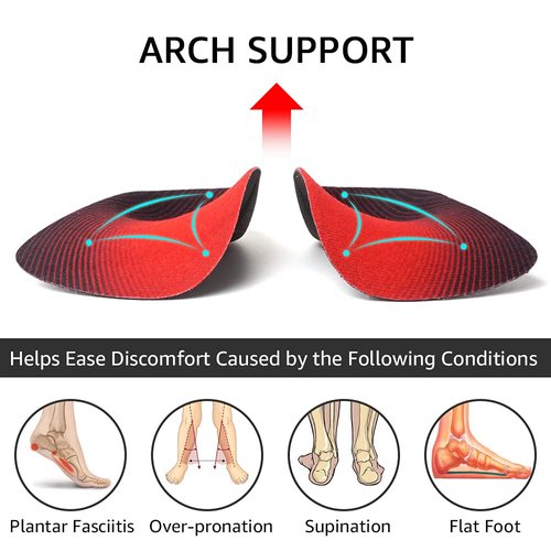 Dr. Foot's 3/4 Length Orthotic Insoles, High Arch Support Inserts for Flat Feet Plantar Fasciitis Over-Pronation and Foot Pain (Medium (Men's 6.5-8.5 / Women's 7.5-9.5))